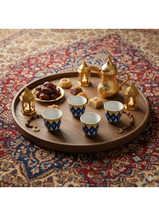 35cm خشب الجوز جولة تقديم صينية - الحبوب الطبيعية للتجمعات العائلية الرمضانية ، القهوة / الإفطار والديكور المنزلي - Image 1